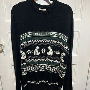 Dockers Black and Green Crewneck Sweater with Nordic Patterns